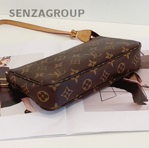 Louis Vuitton Pochette Accessories Monogram Shoulder Bag Brown Women Classic