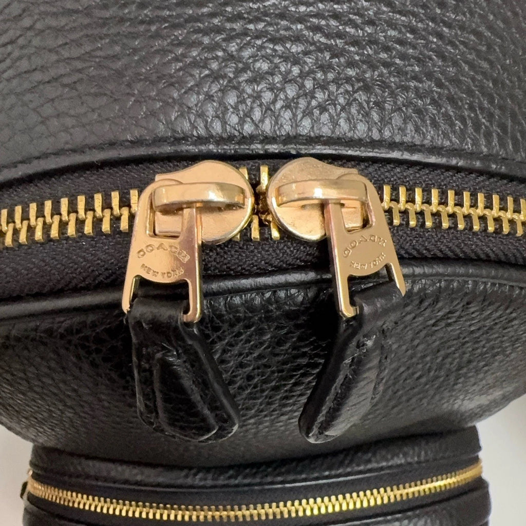 Coach Court 20 Logo Leather Backpack for Women Black