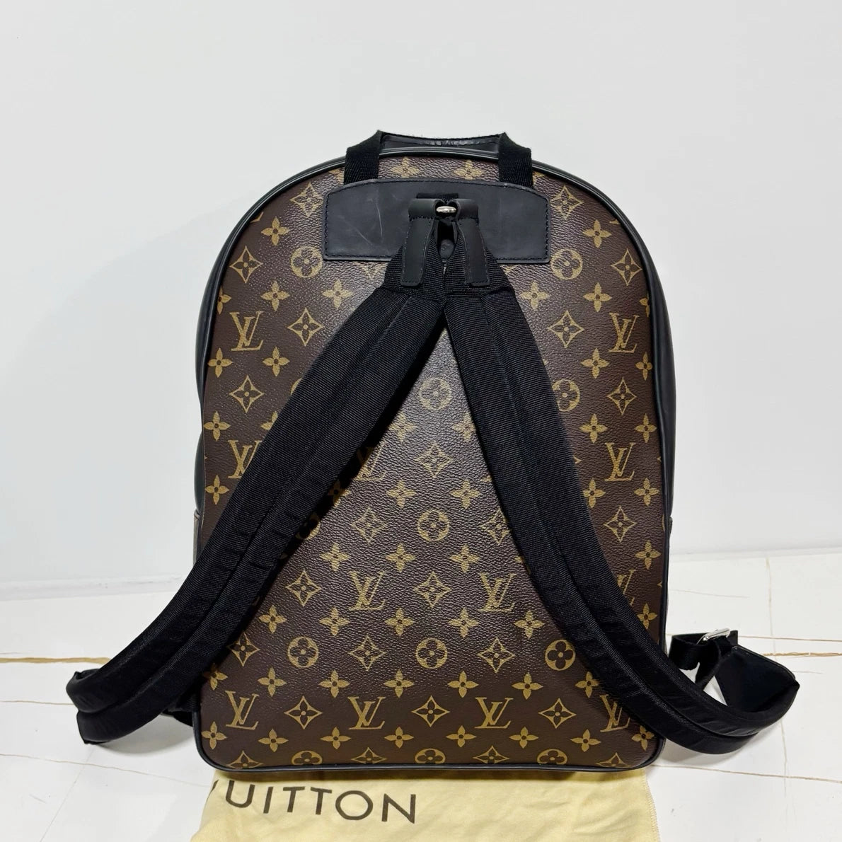 Authentic Louis Vuitton Josh Backpack Monogram Canvas Brown Silver Hardware
