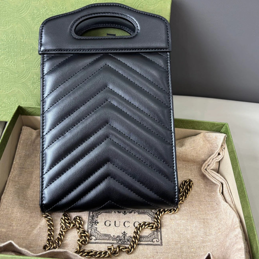 Gucci Marmont Black Gold Shoulder Bag Crossbody Excellent