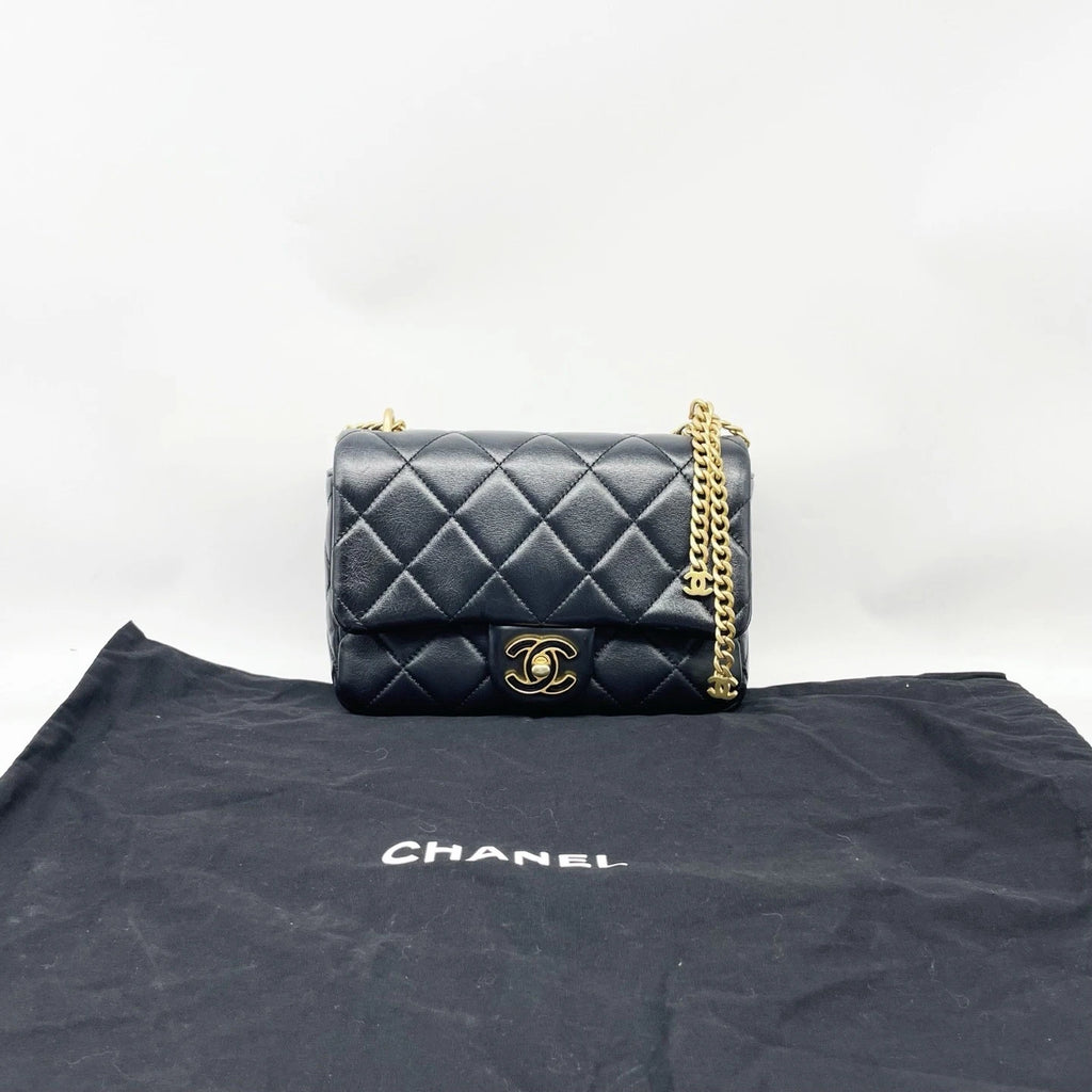 CHANEL Black CF Mini Lambskin Shoulder Crossbody Bag For Women