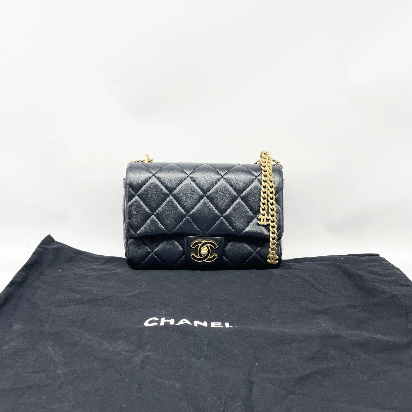 CHANEL Black CF Mini Lambskin Shoulder Crossbody Bag For Women