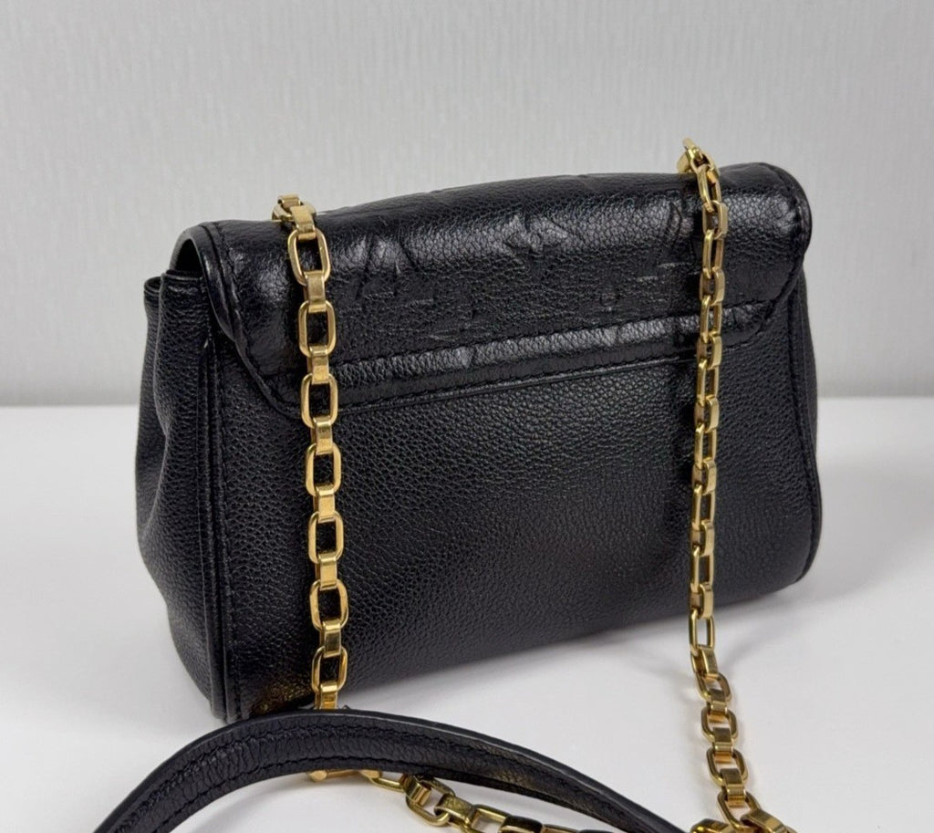 Louis Vuitton Calfskin Monogram Empreinte Chain Shoulder Crossbody Black Women
