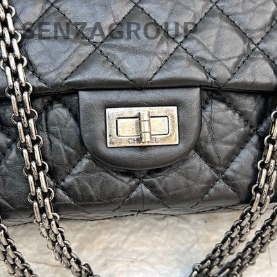 Chanel Black Silver Medium Classic Flap Bag with Chain Strap