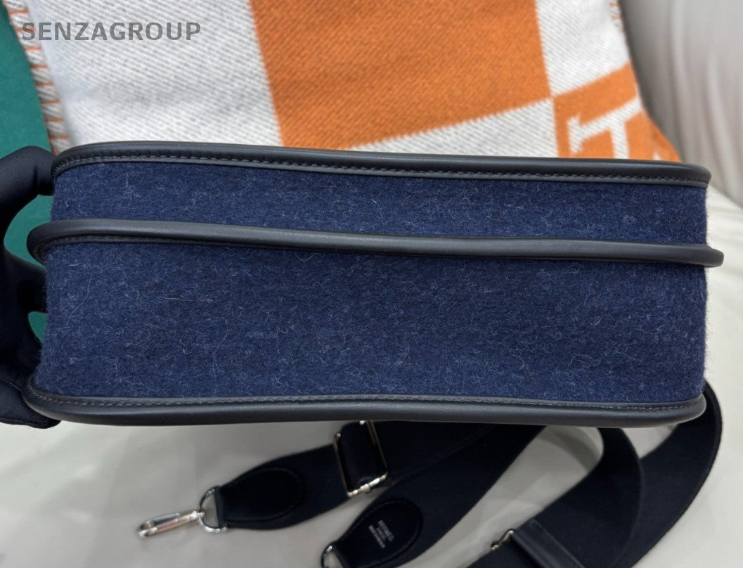 Hermes Evelyne29 Shoulder Bag Crossbody Blue Silver Women Classic