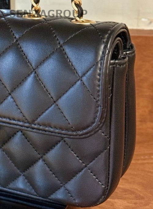 Chanel Classic Flap Egyptian Series Chain Shoulder Bag Black Gold Women Designer