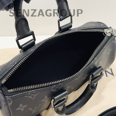 Louis Vuitton Black Silver Monogram Keepall 25 Handbag Unisex