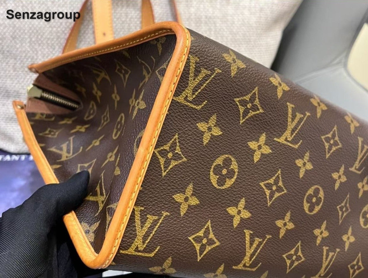 Louis Vuitton Monogram Tote Shoulder Bag Brown Gold Women Classic Vintage