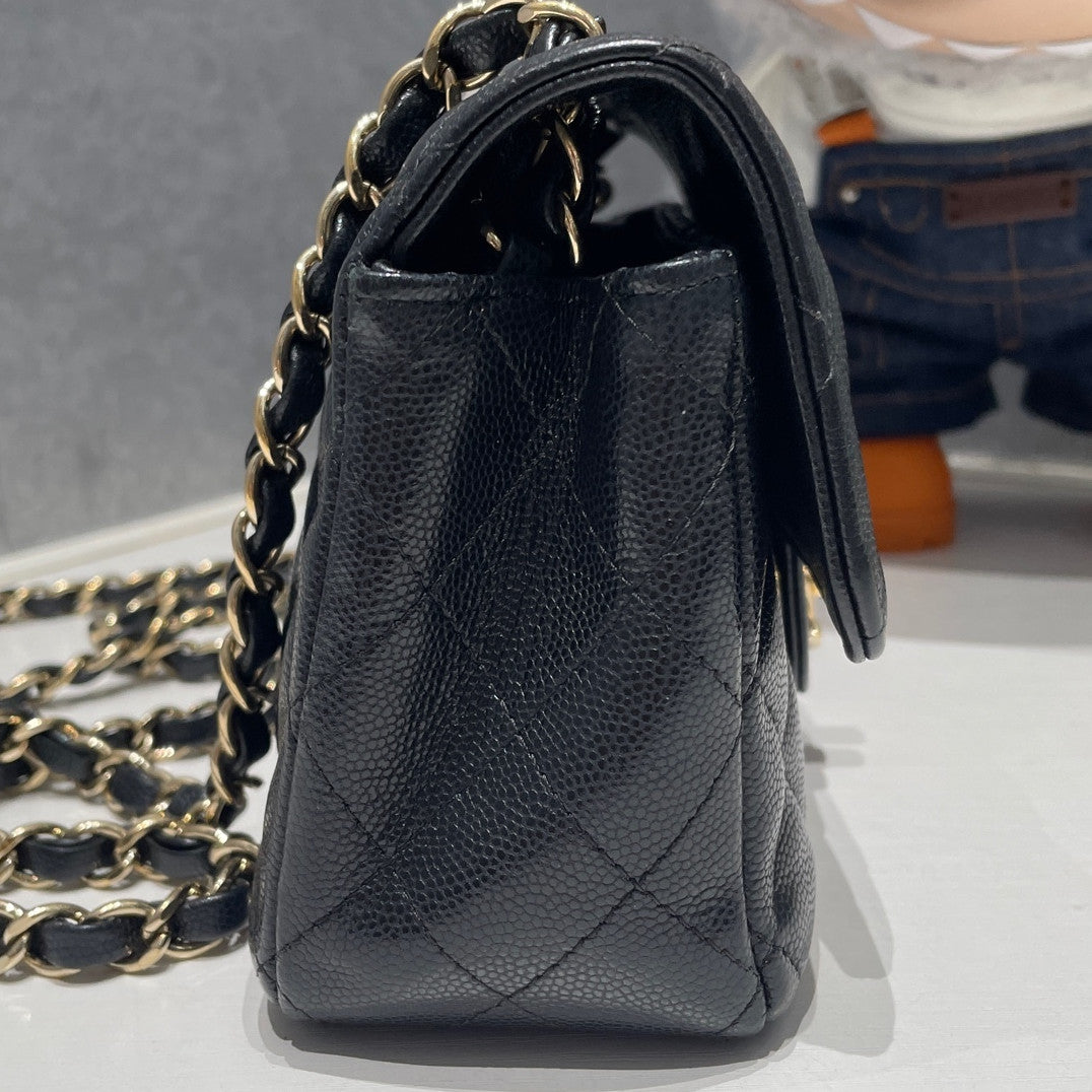 Chanel Classic Flap Mini Black Gold Calfskin Chain Shoulder Bag