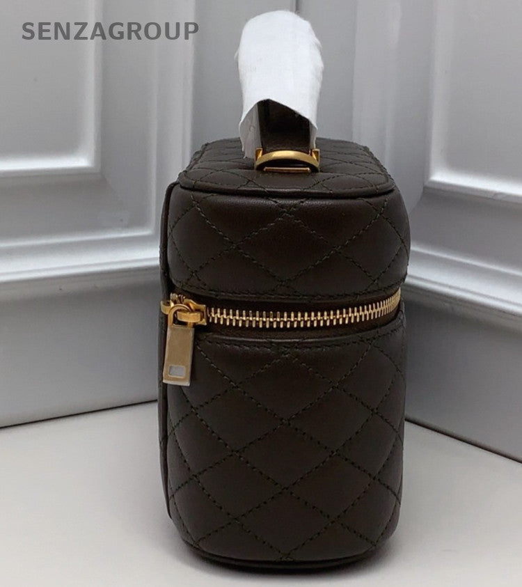Saint Laurent Gaby Mini Lambskin Crossbody Top Handle Bag Green Gold Women