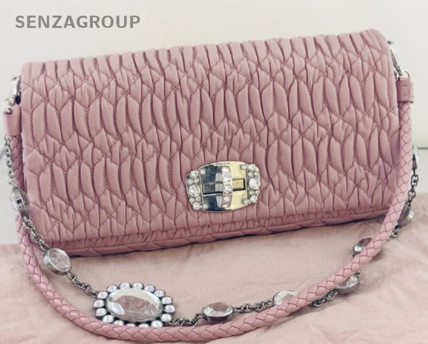 Miu miu GM Full Leather Shoulder Bag Pink Women