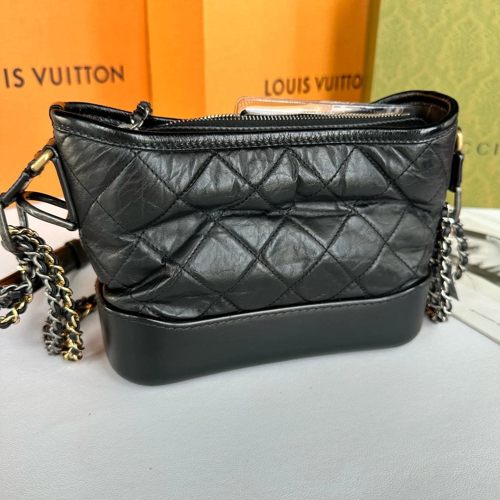 CHANEL Black Leather Gabrielle Shoulder Crossbody For Women