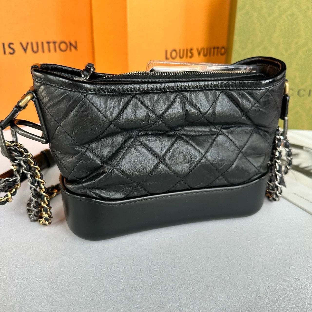CHANEL Black Leather Gabrielle Shoulder Crossbody For Women
