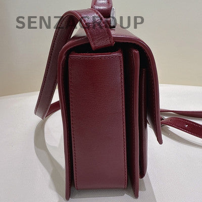 YSL Saint Laurent Bellechasse Red Silver Vintage Shoulder Bag Women Classic