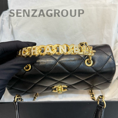 Chanel Classic Black Gold Quilted Chain Shoulder Crossbody Handbag