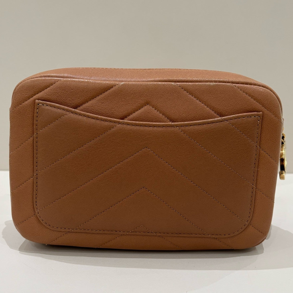 Chanel Brown V-Quilted Camera Bag Chain Strap Shoulder Crossbody Classic
