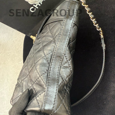 Chanel Black Gold Bucket Bag Shoulder Crossbody Women Classic