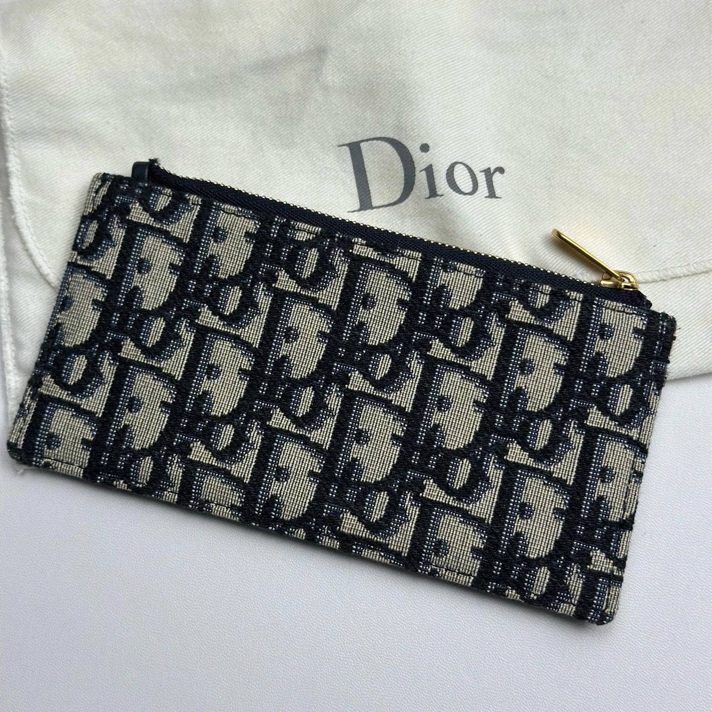 Christian Dior WOC Oblique Canvas Gold Chain Navy Shoulder Bag Crossbody