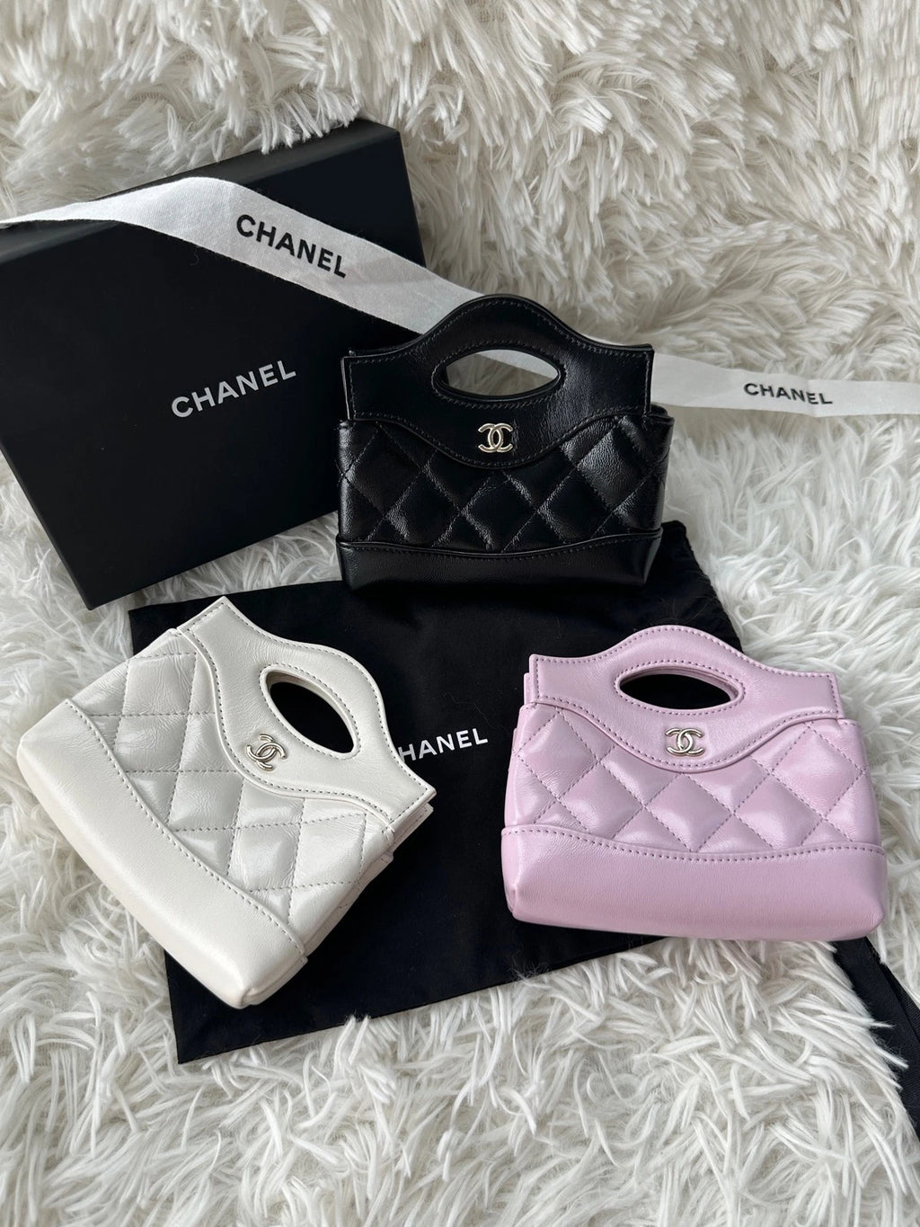 CHANEL 31 Bag Super Mini Pink Purple Gold Hardware Crossbody Handbag Women