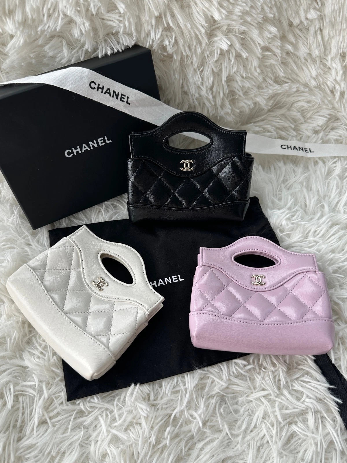 CHANEL 31 Bag Super Mini Pink Purple Gold Hardware Crossbody Handbag Women
