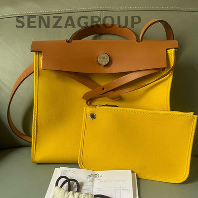 Hermès Herbag 31 Yellow Shoulder Bag Silver Hardware Women's Classic