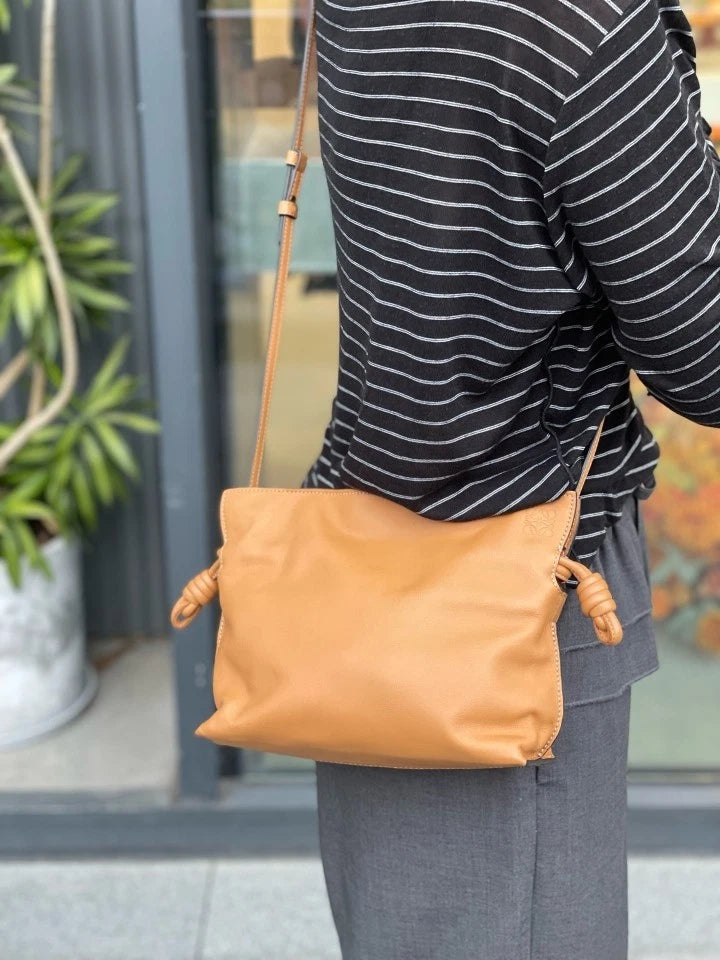 Loewe Mini Flamenco Calfskin Shoulder Bag For Women Caramel Brown