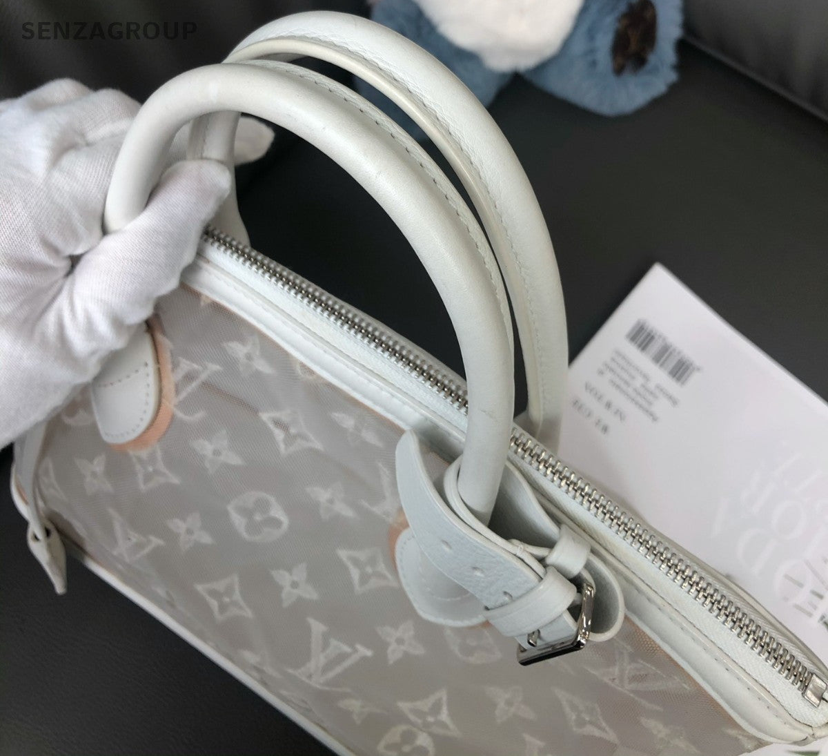 Louis Vuitton Lockit Lace and transparent Top Handle Handbag Women White