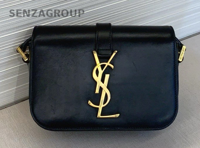YSL Saint Laurent High School Shoulder bag Black Gold Logo Women