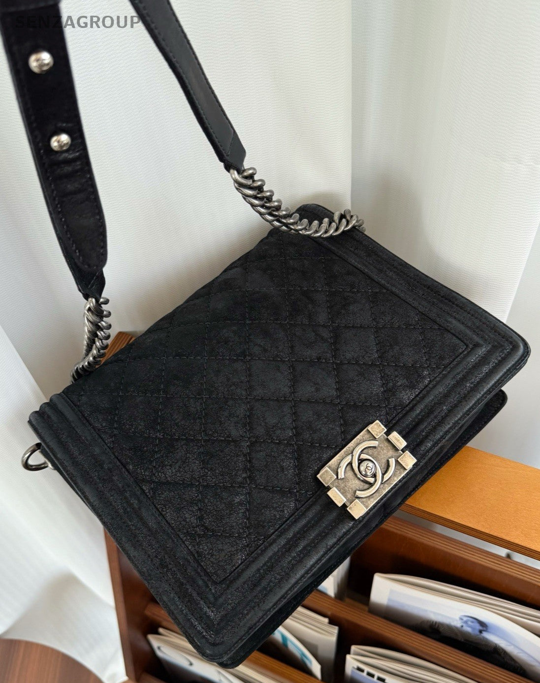 CHANEL Leboy GM CC Chain Shoulder bag Black Silver Women