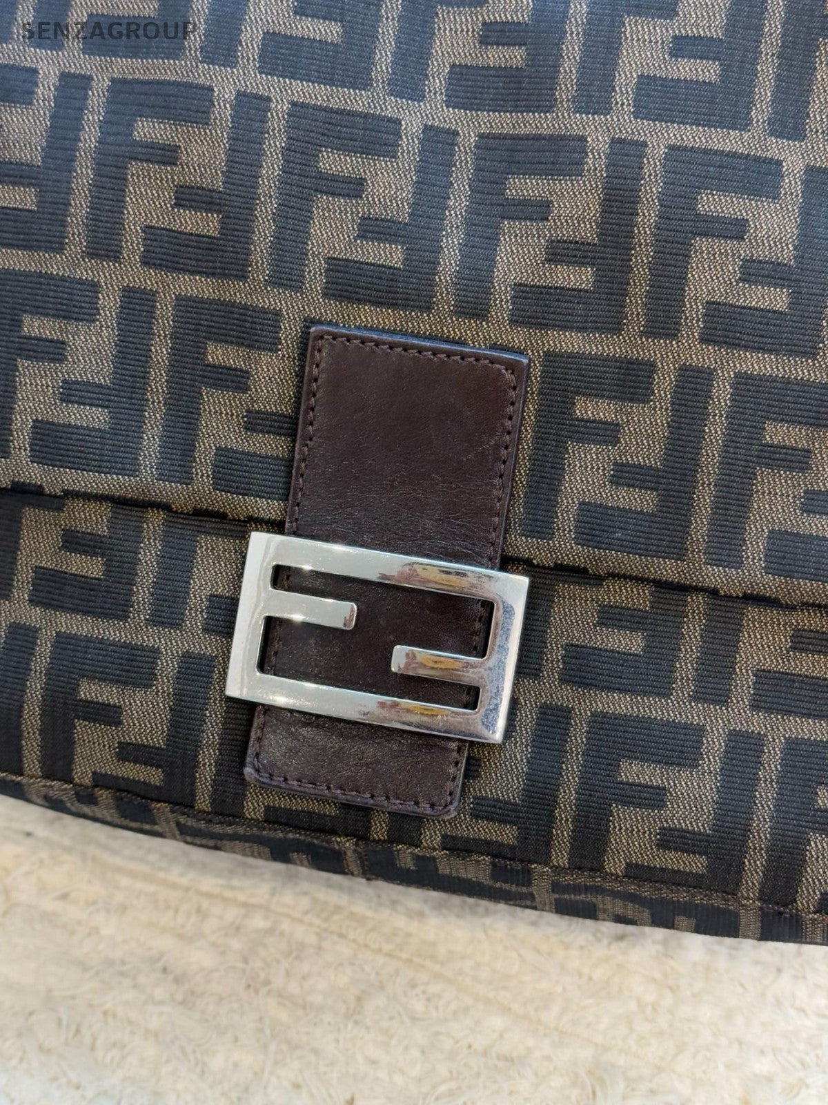 FENDI FF Vintage Monogram Shoulder bag Brown Classic Women