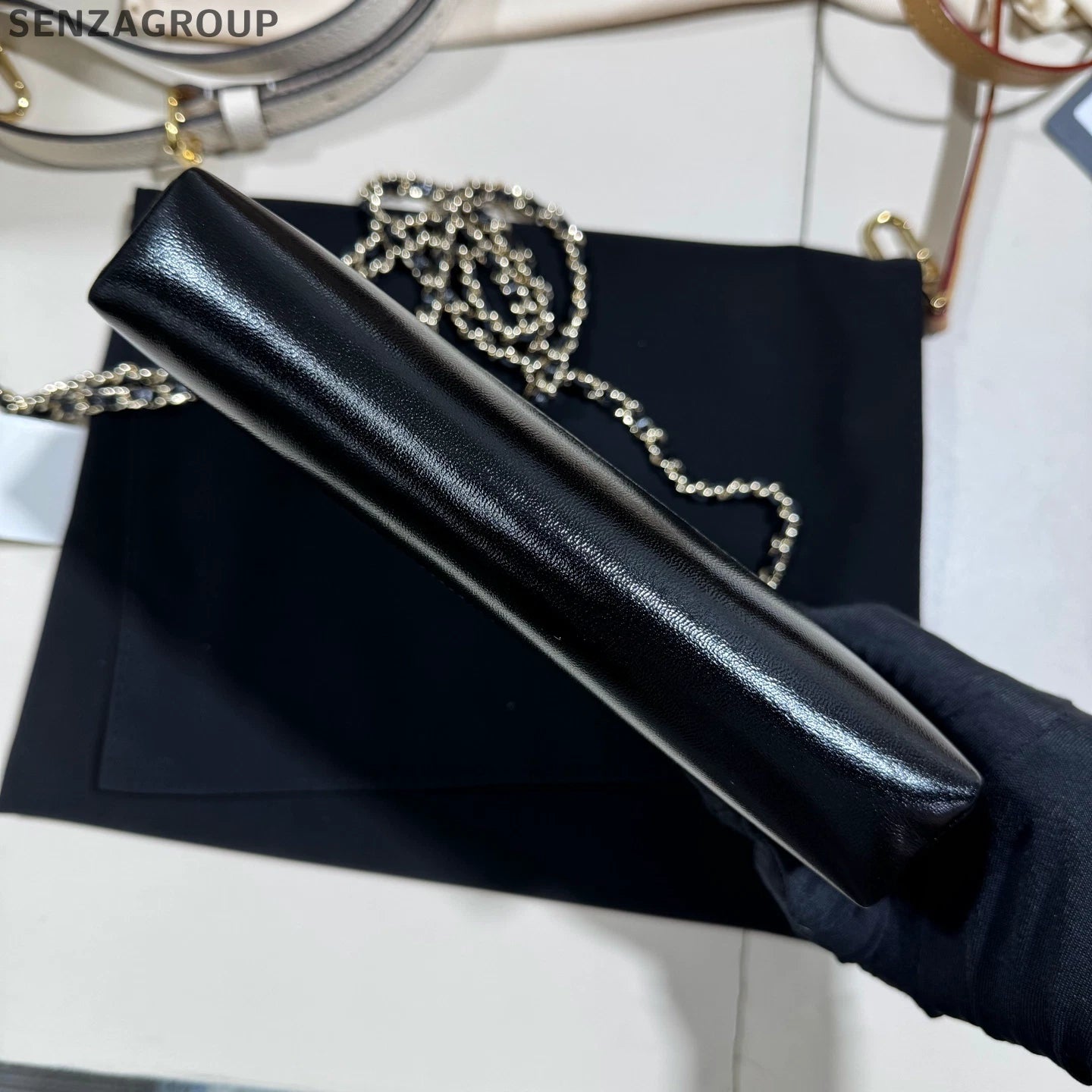Authentic CHANEL 31 Nano Black Gold Lambskin Crossbody Bag For Women