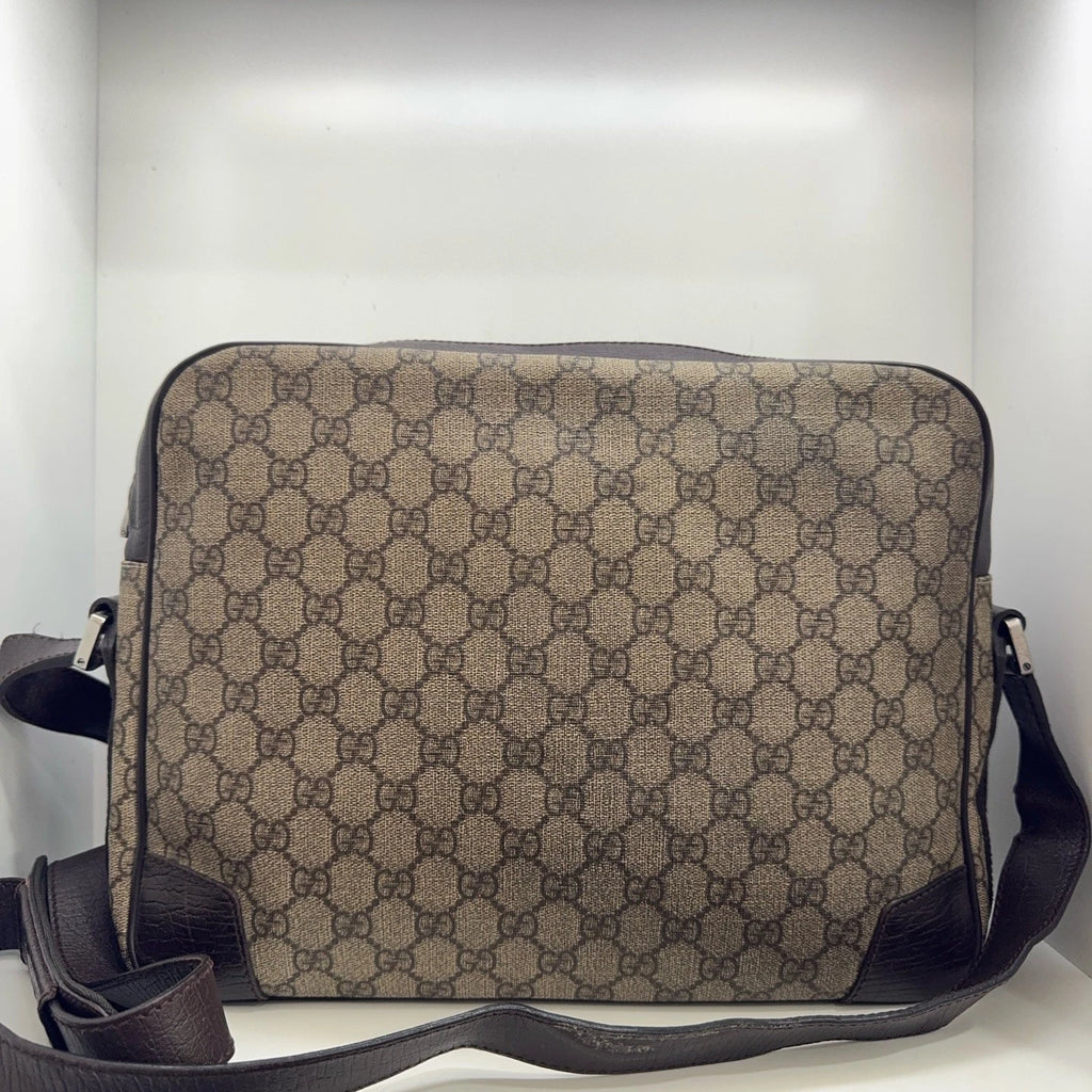 GUCCI Monogram Canvas Double Layer Reporter Shoulder Crossbody Bag For Women