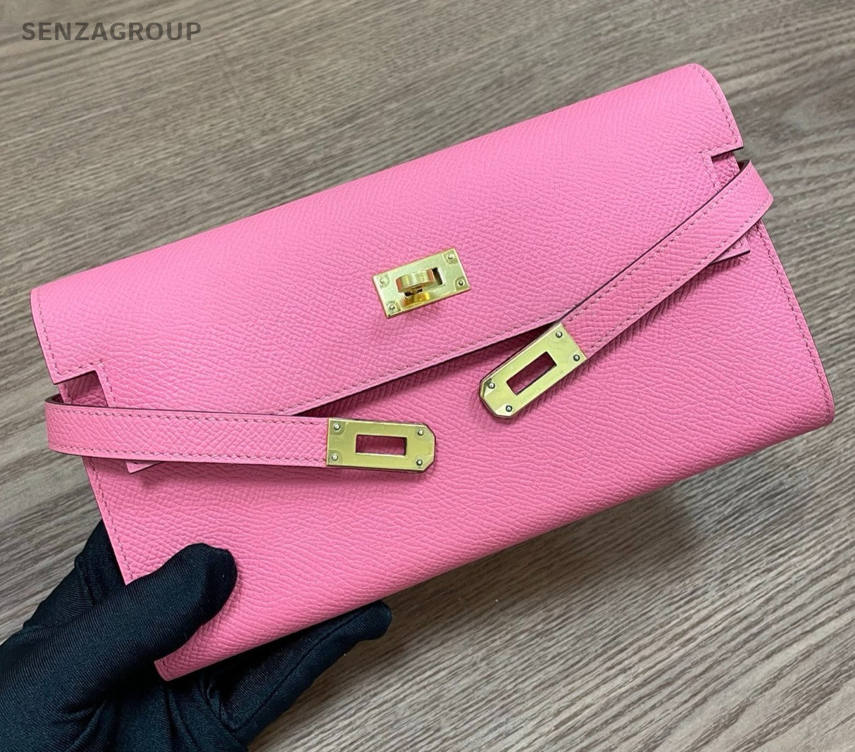 Hermes Kelly Long Wallet Pink Epsom Leather Women