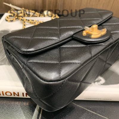 Chanel Classic Flap Black Gold Quilted Chain Shoulder Crossbody Bag