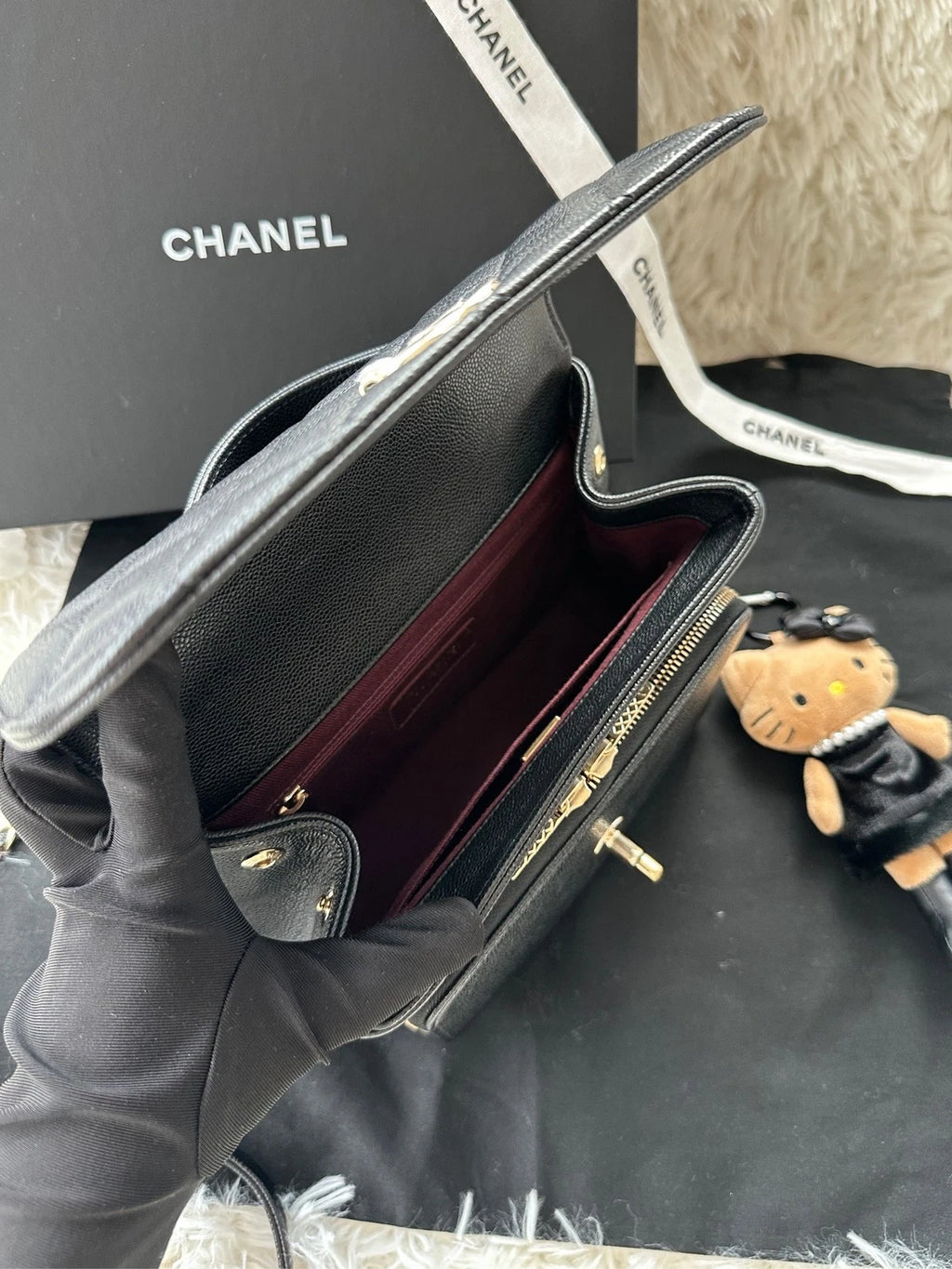 CHANEL Medium Calfskin Top Handle Messenger Bag For Women