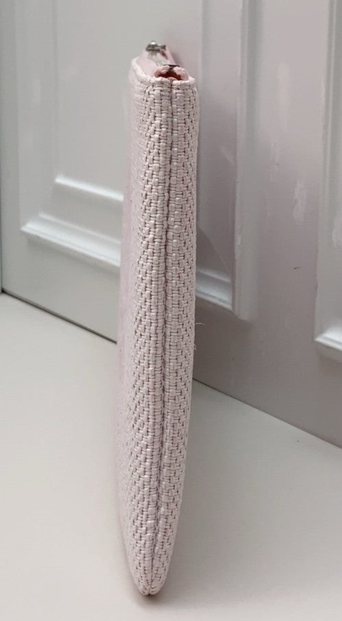 Clutch Chanel com zíper rosa usada designer clássico feminino-