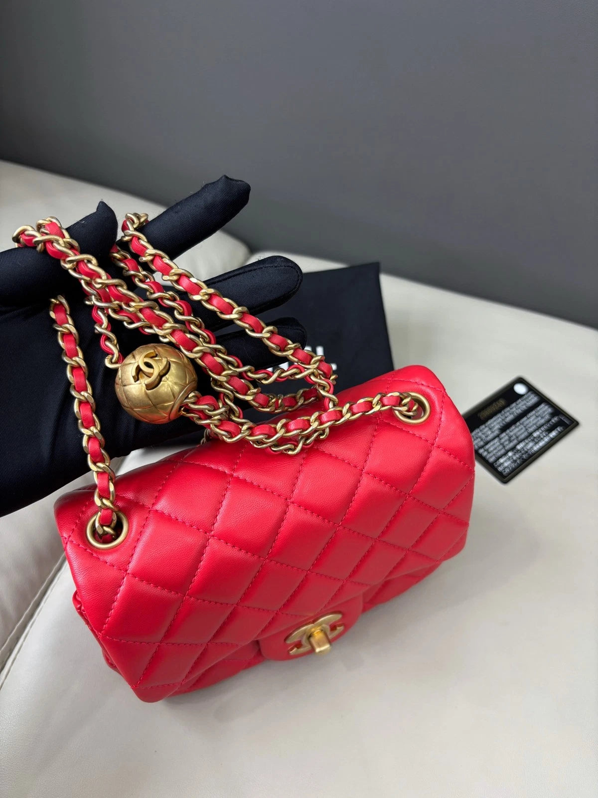 Chanel Square Mini Flap Crossbody Bag Water Red