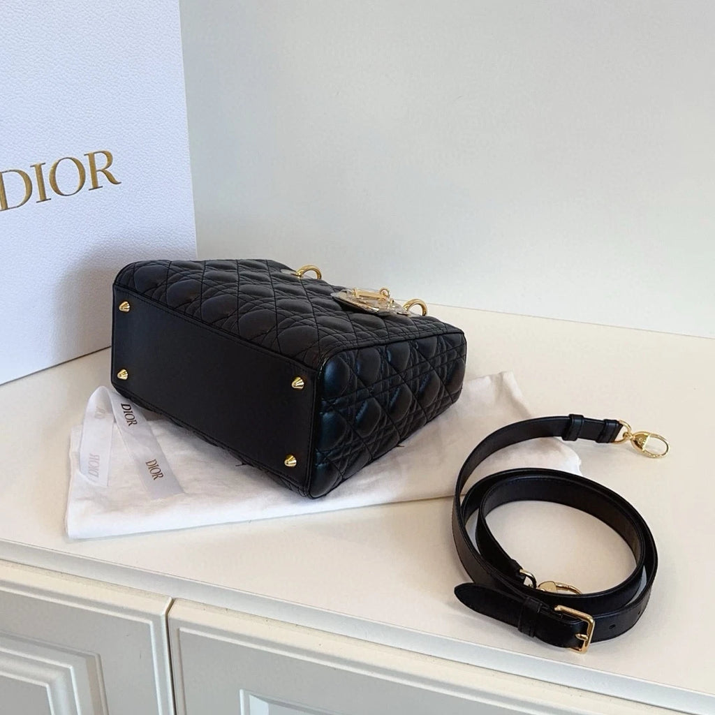 Dior Lady Dior Lambskin Crossbody Top Handle Excellent