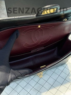 Chanel Black Gold Medium Classic Quilted Chain Shoulder Bag