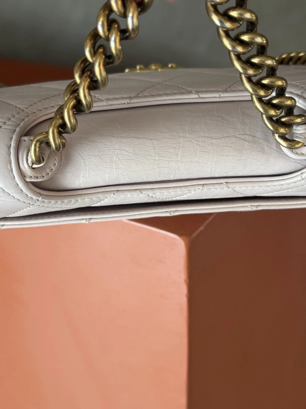 Chanel Bombay MM Chain Top Handle Shoulder Bag Lilac Gold Women Classic