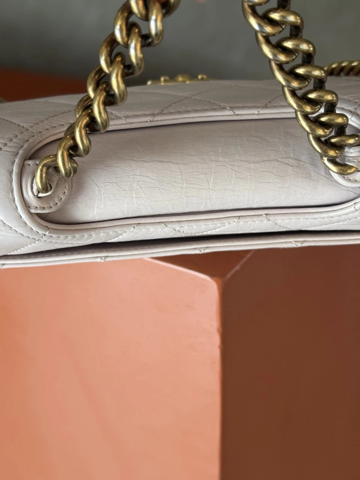 Chanel Bombay MM Chain Top Handle Shoulder Bag Lilac Gold Women Classic