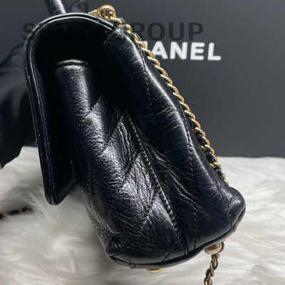 Chanel Coco Handle Small Black Caviar Quilted Leather Chain Bag