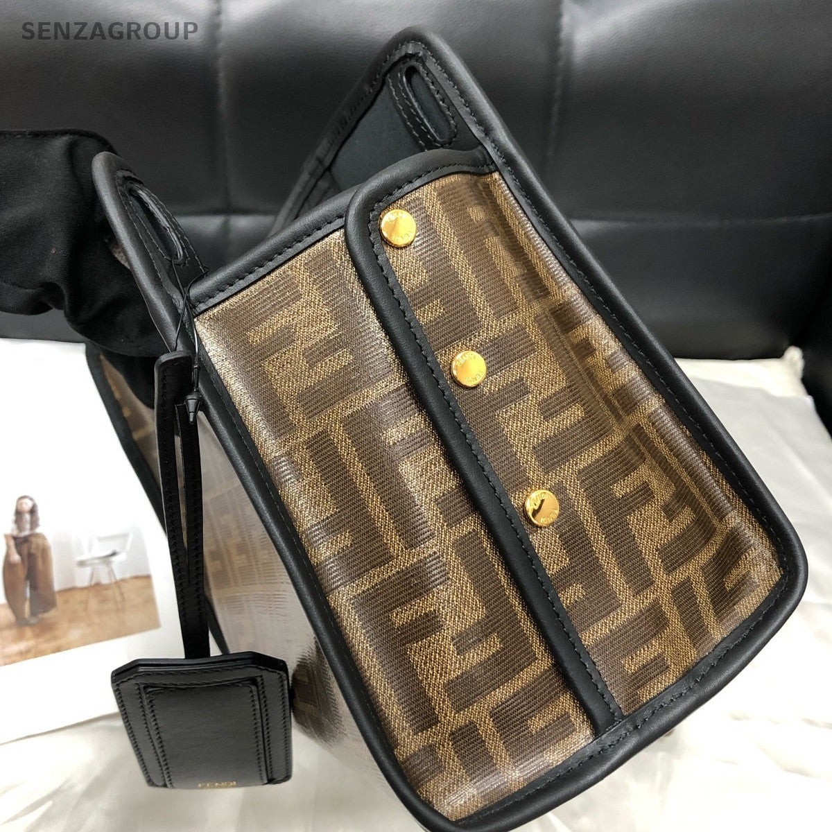 Fendi Brown Zucca Logo Peekaboo Mini Handbag - Women's Luxury Bag