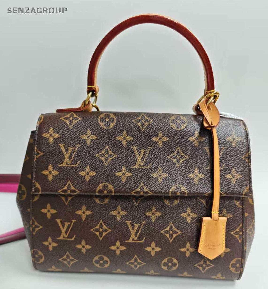 Louis Vuitton Cluny BB Monogram Top Handle Bag Crossbody Brown Gold Women