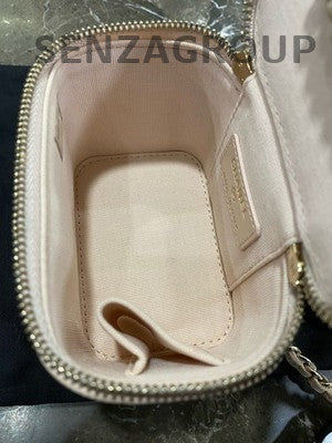 Chanel Mini Pink Quilted Gold Chain Crossbody Vanity Case Box Bag