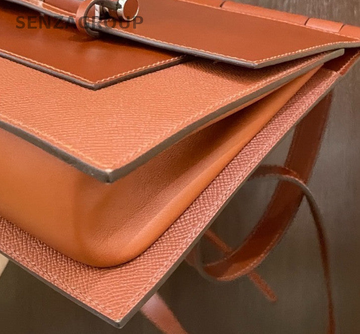 Hermes Sacabar Shoulder Bag Orange Silver Used Women Classic