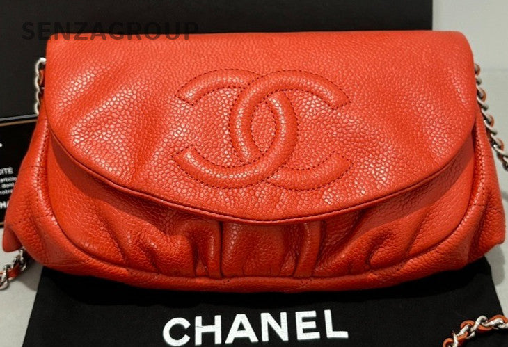 CHANEL CC Chain Orange-red caviar Shoulder bag Women Crossbody