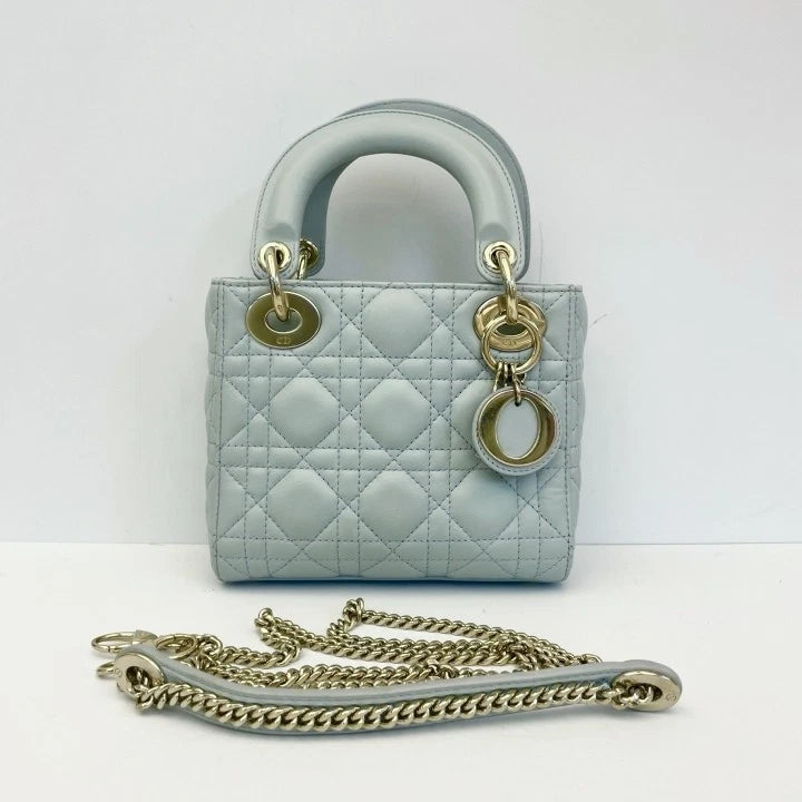 Dior Lady Dior Lambskin Top Handle Excellent