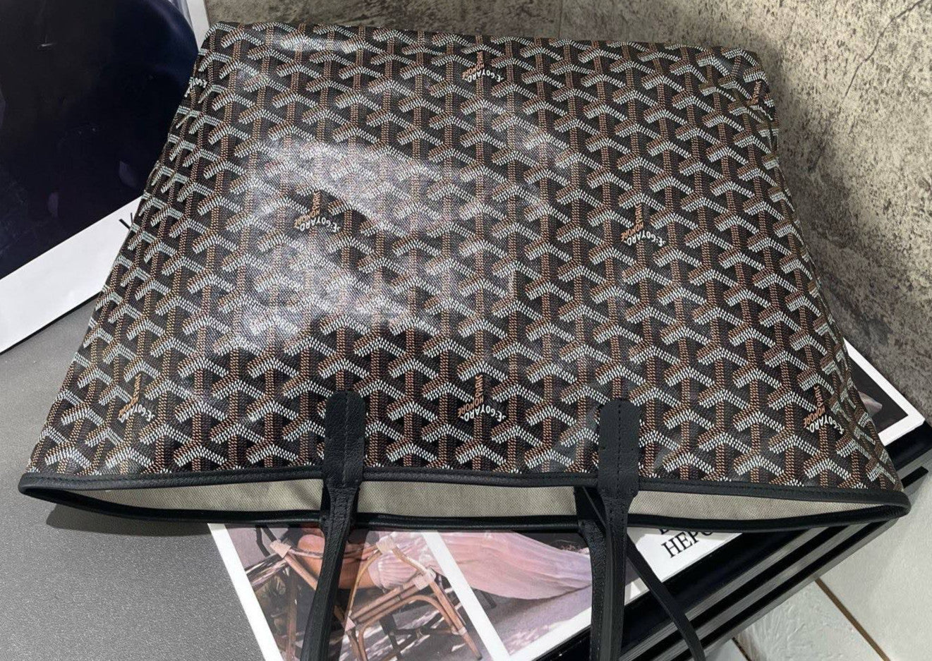 Goyard Tote MM Shoulder Bag Black Women Classic Fashion