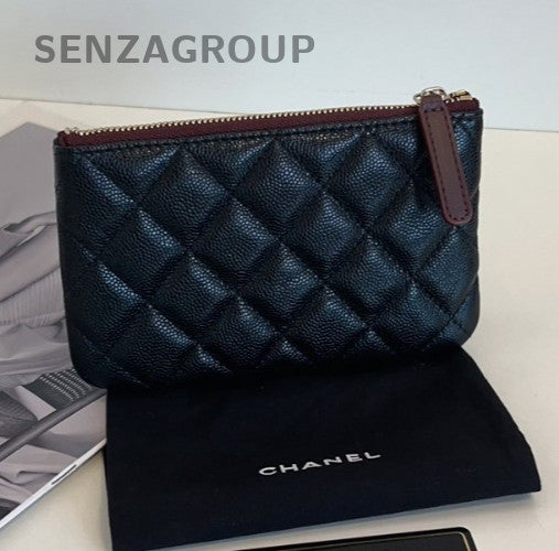 CHANEL Coin purse Calfskin Black Gold Classic